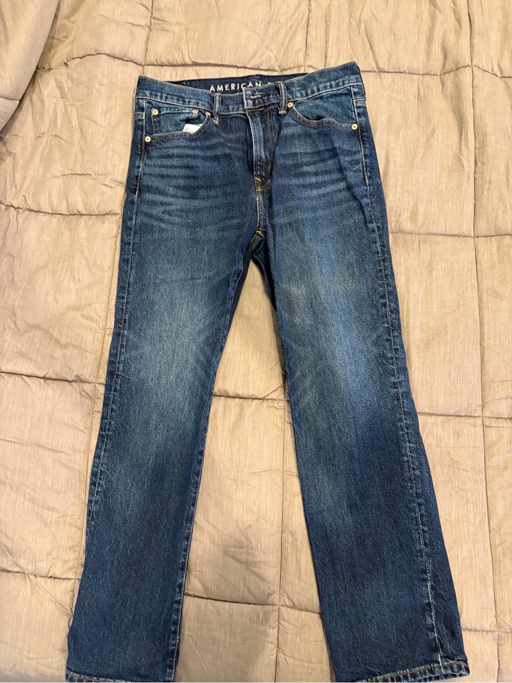 American Eagle Outfitters Dark Blue Straight-Leg Jeans